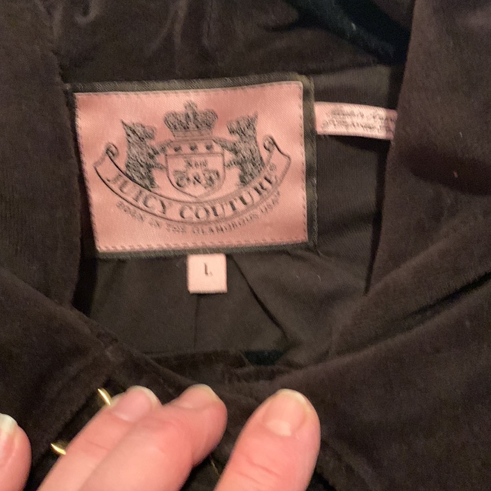 Juicy Couture NWOT Brown Velour Jacket with Hood Size L - Picture 7 of 10
